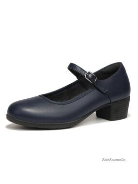 IDIFU Mary Jane Shoes Women Closed Toe Low Block Heels Dress Pumps, Manmade